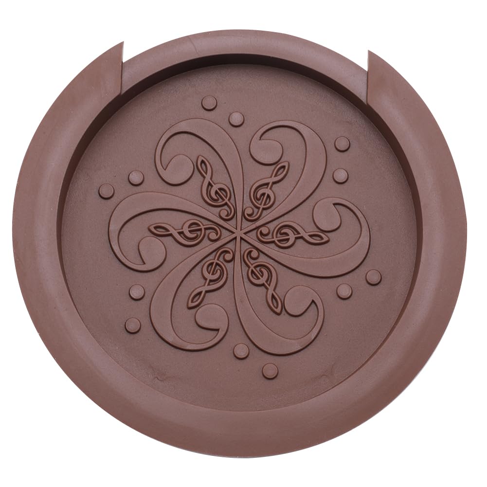 GORGECRAFT 111mm Guitar Sound Hole Cover Guitar Feedback Eliminator Musical Note Pattern Soft Silicone Compatible Screeching Halt Block Feedback Buster Buffer Protector Accessories, Camel