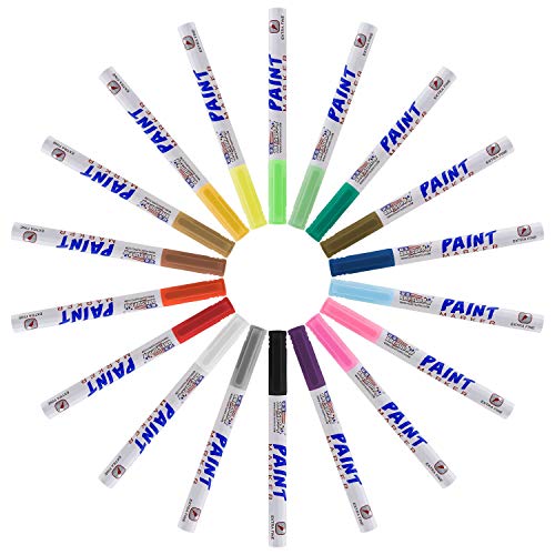 U.S. Art Supply 18 Color Set of Extra Fine Point Tip Oil Based Paint Pen Markers - Permanent Ink That Works on Most Surfaces Glass, Wood, Metal, Rubber, Rocks, Stone, Arts, Crafts & Tools