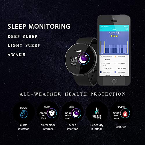 Smart Watch for Android Phones and iPhones, Waterproof Fitness Tracker Watches with Heart Rate Monitor, Sleep Tracker Call Reminder with Text Auto Wake Screen Android Smart Watches for Men and Women