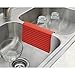 mDesign Silicone Kitchen Sink Protector Mat and Divider - Set of 2, Red