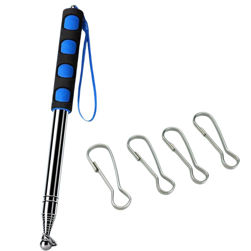 8.2ft Tour Guide Flag Pole Handheld Flagpoles Stainless Steel Extendable Portable,Flagpoles with Clips,portable flag pole Tour Guide Teaching Point Horse Training Totem Pole Festival Parade (BLUE)