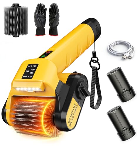 Qimedo Electric Grill Brush for BBQ – Powerful Barbecue Cleaning Brush with 2 Rechargeable Batteries & 2 Replaceable Stainless Steel Heads for Grill Grates, Flat Tops & Plancha