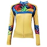 QinYing Women Rose Flowers Printing Long Sleeves Bicycle Jersey XS-XXXL