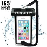 [Vacuum Design] RAIN ALLEY Universal Waterproof Case, Swimming Snorkeling, IPX8 Waterproof Phone Pouch Dry Bag for iPhone X/XS/XR/XS MAX/8/7/6/6s Plus Samsung Galaxy S9/S8 Huawei up to 6.0" - Black