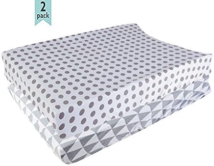 100% Organic Cotton Diaper Changing Pad Cover for Baby Boys & Girls–Soft 100% Woven Cotton–Universal, Elastic Trim Edges Design–Unisex– Perfect for Cradle and Bassinet,Stain Resistant & Machine Wash