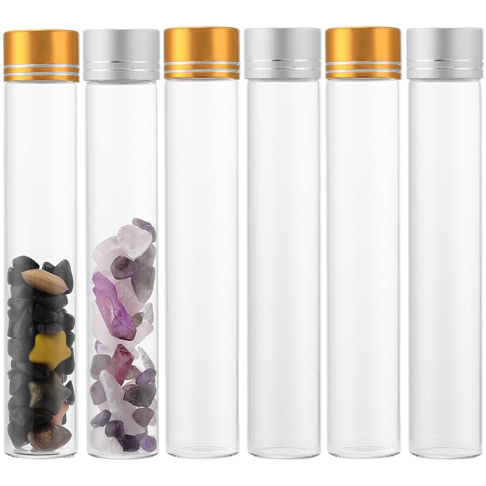 SUNNYCLUE 24Pcs Tiny jars 30ml Mini Glass Jars with Aluminum Screw caps Clear Jars Set Small Glass Vials Glass Bead Bottles Empty Transparent Glass Bottle for Wedding Favors Art Crafts DIY Decor