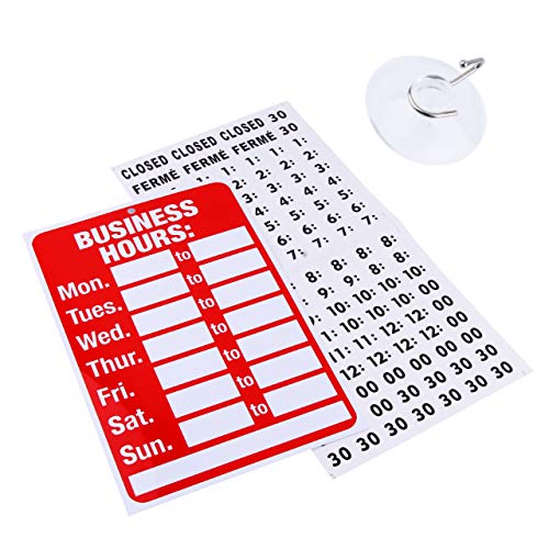 Business Hour Open Closed Sign - Bundle of Office Hours Sign Will Return Clock with Suction Cups for Door Window Businesses Stores Restaurants Bars Retail Barbershop Salon Shops (Business Hours)