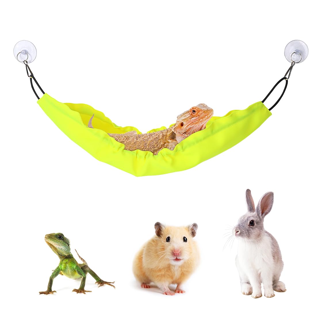 HyzaPhix Reptile Hammock, Bearded Dragon Tank Accessories Lizard Hammock Reptile Lounger for Lizard Gecko Snakes Chameleon Lguana Reptiles (Yellow)