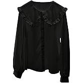 GORGLITTER Women's Peter Pan Collar Shirt Long Sleeve Blouse Dressy Casual Button Down Shirt Fall Fashion 2025