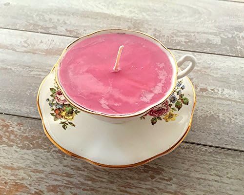 Teacup Candle - Vintage Crownford China Floral Pattern Design with Grapefruit Jasmine Scented Soy Wax Candle