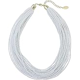 Bocar Multi Layer Chunky Bib Statement Seed Beads Cluster Collar Necklace for Women Gift (NK-10351)