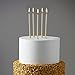WEEPA 24 Count Birthday Candles Long Thin Cake Candles Metallic Birthday Candles in Holder for Birthday Cake Wedding Cake Champagne Gold