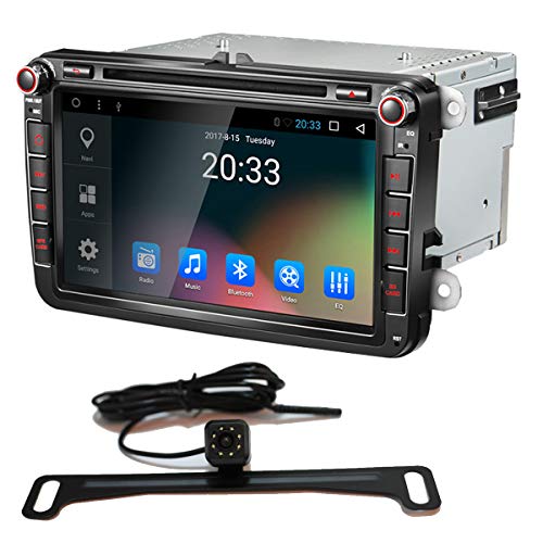 Amaseaudio Upgrade Android 7.1 GPS Navigation for VW Golf Passat CC Jetta Polo Skoda Seat 8 Inch Auto 2 Din in Dash Car Stereo Head Units with Backup Camera License Plate