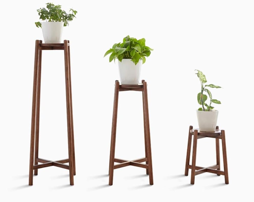 WOF Flower Pot Stand Indoor 2 Tier Modern Wood Indoor Plant Stand