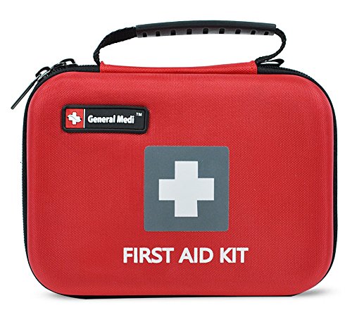 First Aid Kit,210 Pieces Survival Kit Bag - Includes Instant Cold Pack,Thermometer,Scissors,Bandages,Whistle for Travel, Home, Office, Vehicle,Camping, Workplace & Outdoor (Red)