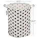 Sea Team 19.7 Inches Large Sized Waterproof Coating Ramie Cotton Fabric Folding Laundry Hamper Bucket Cylindric Burlap Canvas Storage Basket with Stylish Polka Dot Design (19.7