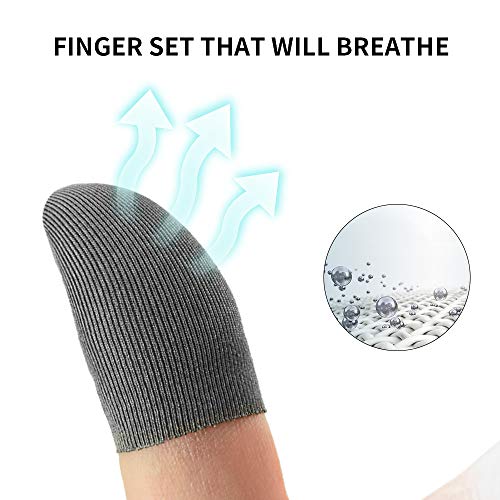 Newseego Mobile Game Controller Finger Sleeve Sets [6 Pack],Smooth Thin Anti-Sweat Breathable Full Touch Screen Sensitive Shoot Aim Joysticks Finger Set for Knives Out/Rules of Survival-Gray - Thumbnail 3