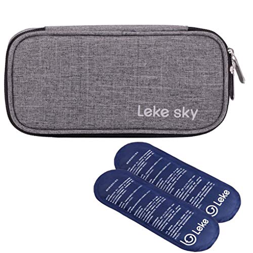 Lekesky Insulin Cooler Travel Case for Diabetic Organizer Insulated Cooling Bag with 2 Ice Packs, Grey