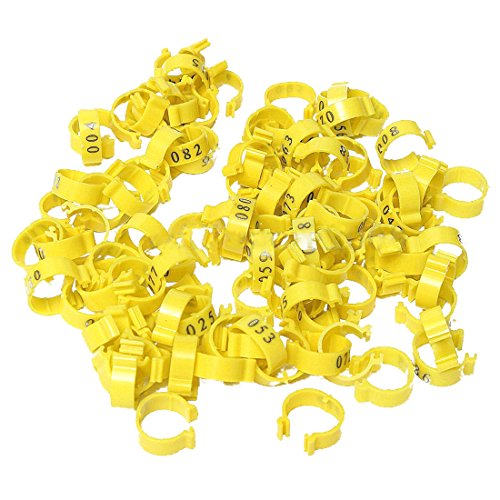 SODIAL(R) 100Pcs 001-100 Numbered Leg Bands 18mm Rings for Clip On Poultry Hens Chicken
