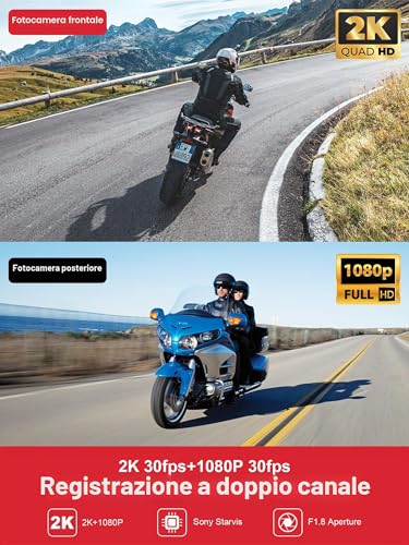 INNOVV K6 Motorcycle Dashcam, Dual Channel QHD 2K+1080P IP67 Waterproof Mini Motorcycle Camera with Wi-Fi, 120¡ã Golden Angel, G-Sensor Detection, Support 256GB (SD Card Not Included)