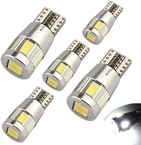 AUTOUS90 5pcs T10 Led Bulbs Error Free 194 168 2825 W5W 158 T10 Wedge Interior Lights,License Plate light, Dome light,Map Courtesy Side light,Marker light,Xenon White