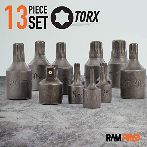 Two Drive Torx Bit Socket Set with Holder Rack, Durable HighGrade