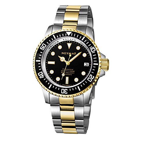 NEYMAR 40mm Automatic Watch 1000m Dive Watch Swiss 2824 Automatic Movement 500m Watch (Golden Black Surface)