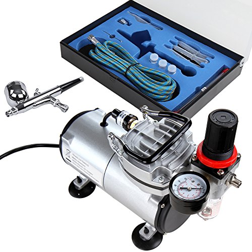Timbertech Airbrush Kit with Compressor, Double Action Airbrush Gun and Accessories (Nozzles