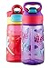 Contigo AUTOSPOUT Striker/Gracie Kids Water Bottle, 14 oz, Cherry Ballet and Amethyst Butterfly, 2-Pack