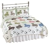 Whimsical Colorful Cat Lovers Reversible Lightweight Quilt, Multi , Full/Queen