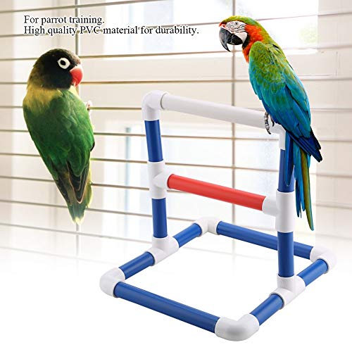 Jimfoty Bird Parrot Perch, Bird Cage Parakeet Stand Perch Rack Parrot Playstand Bird Play Center Tray Training Toy Pet Accessories(PVC)