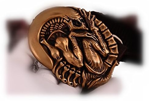 OGRM Bronze Crafts AVP Alien vs. Predator Allien Su Buckle Cowhide Leather Belt