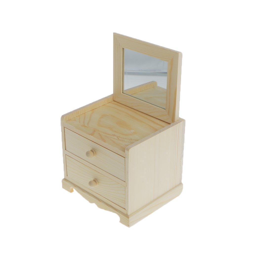 Buy Homyl Unfinished Unpainted Plain Wooden Chest 2 Drawers Mirror