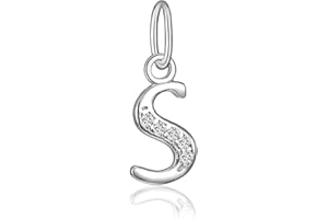 BORUO 925 Sterling Silver Cubic Zirconia A-Z Initial Letters Alphabet Dangling charms Pendant