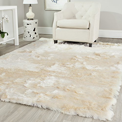 Safavieh Paris Shag Collection SG511-1212 Ivory Polyester Square Area Rug (5' Square)