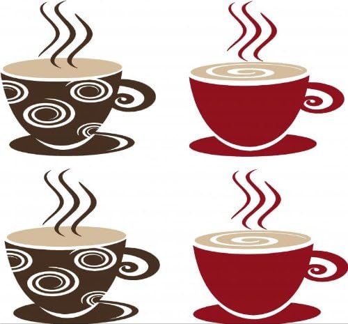 Enchantingly Elegant art08cups1 Coffee Tea Cups Mugs Vinyl Decal Wall Stickers Kitchen Dining Room Décor