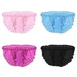 FEESHOW Men's Frilly Underwear Sissy Maid Ruffle Lace Open Back Bikini Panties