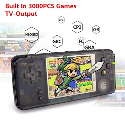 Handheld Game Console, Retro TV Game Console 3 Inch HD Screen 16GB 3000 Classic Game Console , Entertainment System Portable Video Game Support GBA / CP1 / CP2/GBC /GB/ SEGA / NEOGEO (T-Black)