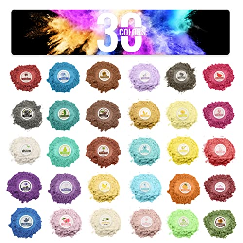 SAPBOND Mica Powder for Epoxy Resin, 30 Colors Mica Pigments, 10.5 oz