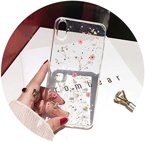 Real Flowers Dried Flowers Transparent Soft TPU Cover for iPhone X 6 6S 7 8 Plus Phone Case for iPhone Xr Xs Max Cover,1,for iPhone Xs