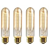 KINGSO Vintage Edison Bulbs 4 Pack T10 60W Tubular Nostalgic Filament Incandescent Antique Dimmable Light Bulb for Home Light Fixtures E27 Base 110V