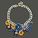 Women Gold Chain Crystal Flowers Charm Pendant Big Chunky Big Statement Necklace for Clothing