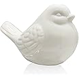 New White Glazed Ceramic Bird Figurine, French Country Garden Cottage Ornaments, Home Decor Accents Collectible Statue