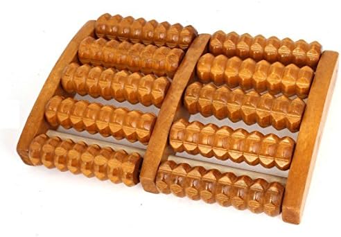 Trebisky Wooden Dual Foot Massager and Roller – Relieve Plantar Fasciitis, Heel &amp; Foot Arch Pain - Stress Relief - Acupressure/ Reflexology Tool - Perfect Gift (Large Cherry)