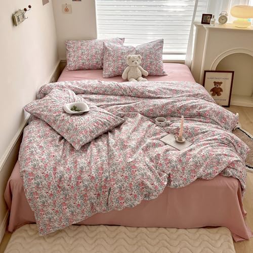 Pink Floral Duvet Cover Set Queen
