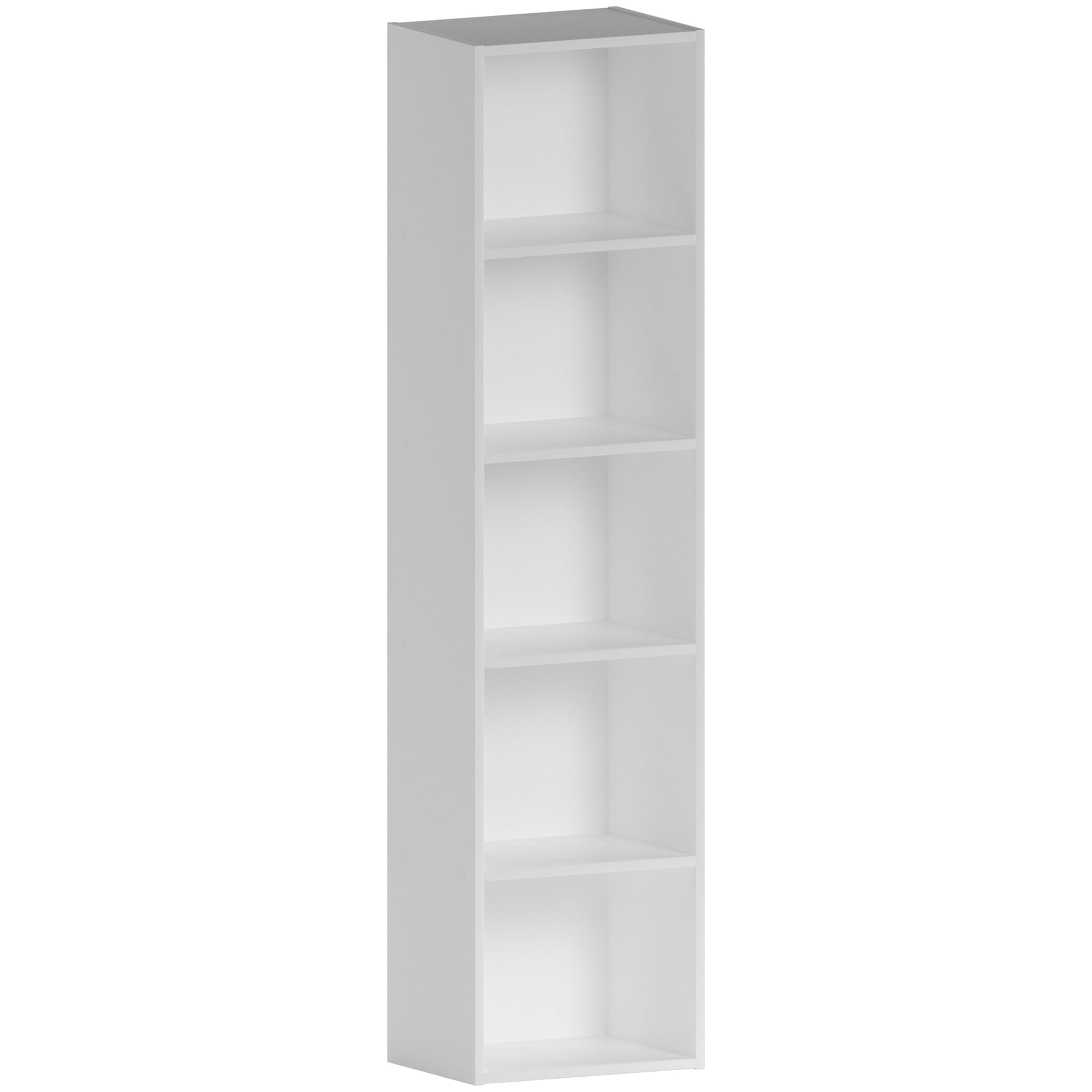 Vida Designs Oxford 5 Tier Cube Bookcase White - Modern Space-Saving Wooden Shelving Display Storage Unit - Freestanding - H132xW32xD24cm - Ideal for Living Room, Bedroom or Office