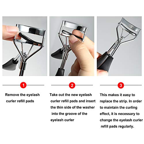 Trounistro 120 Pieces Eyelash Curler Refills Pads Eyelash Curler Sort Rubber Replacement Pads Silicone Rubber Makeup Tools for Universal Eyelash Curler - Thumbnail 2