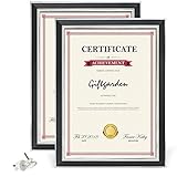Giftgarden Certificate Document Picture Frames A4 Diploma Holder Wall Tabletop Display, 2 Pack