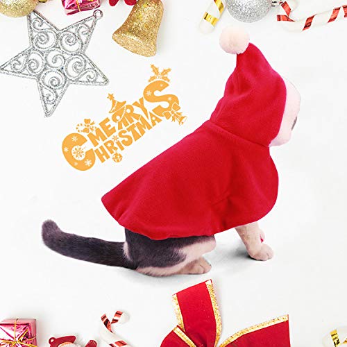 Legendog Cat Costume Pet Christmas Costume Red Velvet Pet Cape Cat Cloak with Christmas Hat Cat Apparel for Cats and Small Dogs