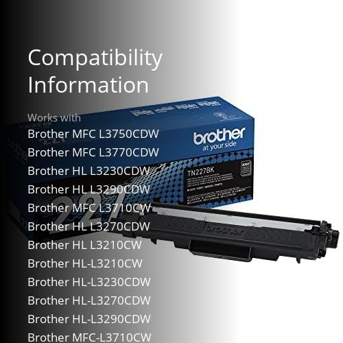 Brother Genuine TN227, TN227BK, High Yield Toner Cartridge, Replacement Black Toner, Page Yield Up to 3,000 Pages, TN227BK, Amazon Dash Available